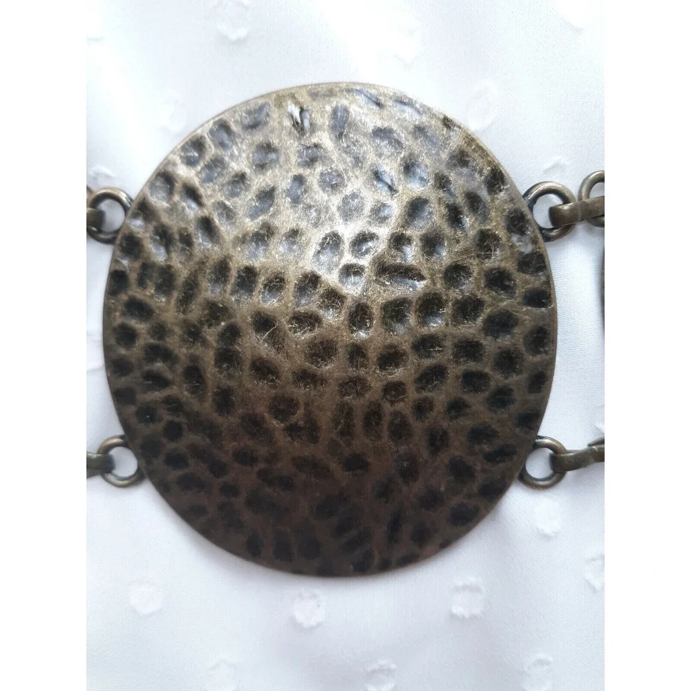 Vintage Rare Handcrafed Hammered Brass Wide Hippy Boho Gypsy Womens Belt